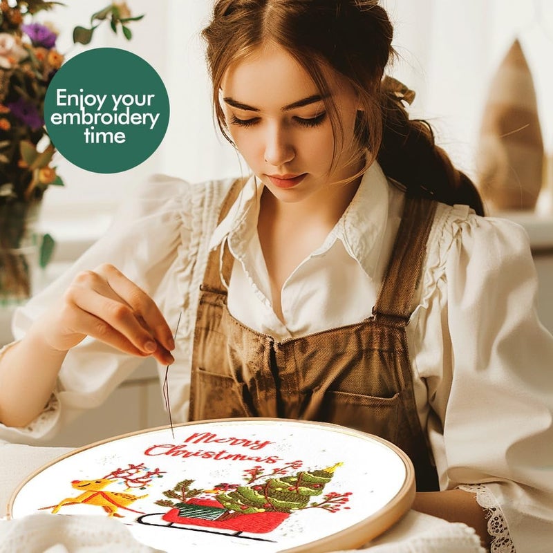 wtisan Christmas Embroidery Kits: 1 Pack Cross Stitch Kit for Beginners Adults, DIY Ornaments Craft Kit with All Tools & Instructions, Stamped Hand Embroidery Starter Kit for Holiday Crafts & Xmas Home Decor - Image 5